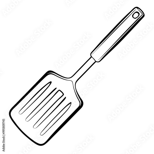Black and White Spatula Illustration on White Background