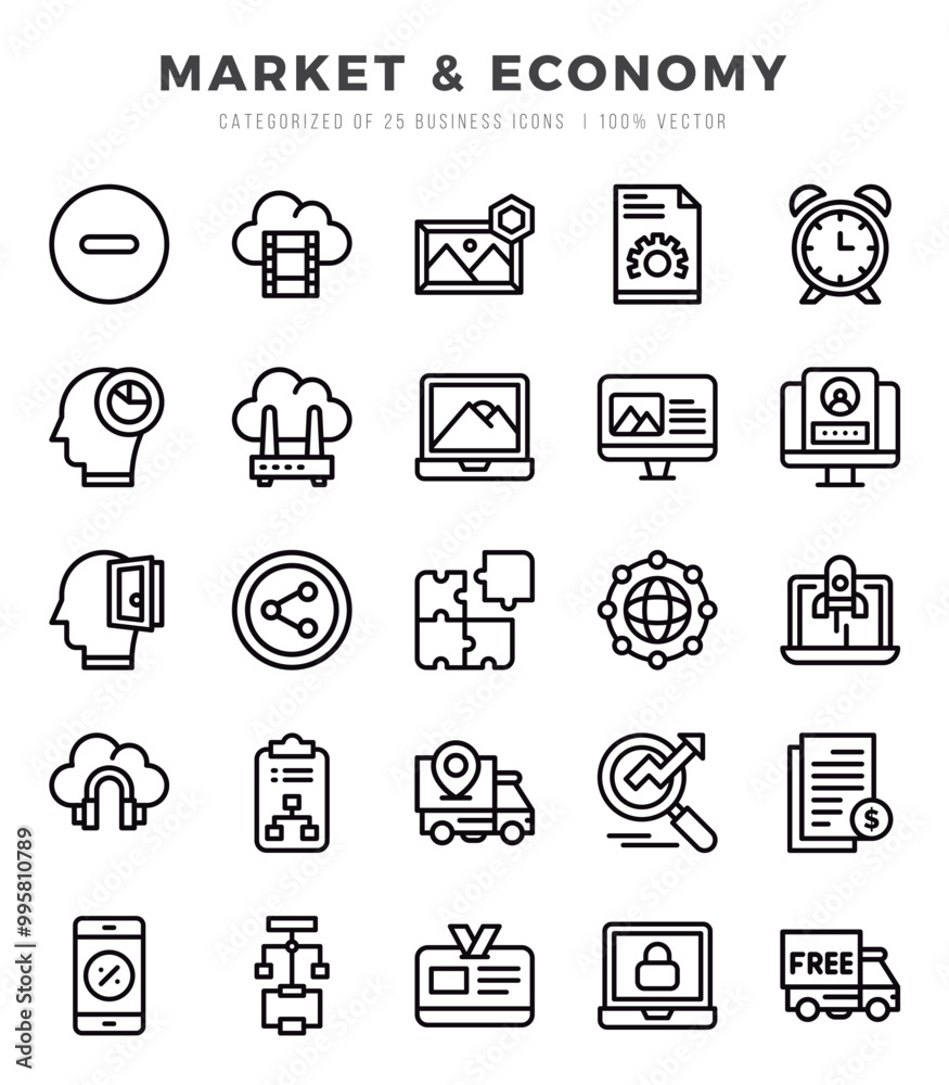 Market & Economy elements. Lineal web icon set. Simple vector illustration.
