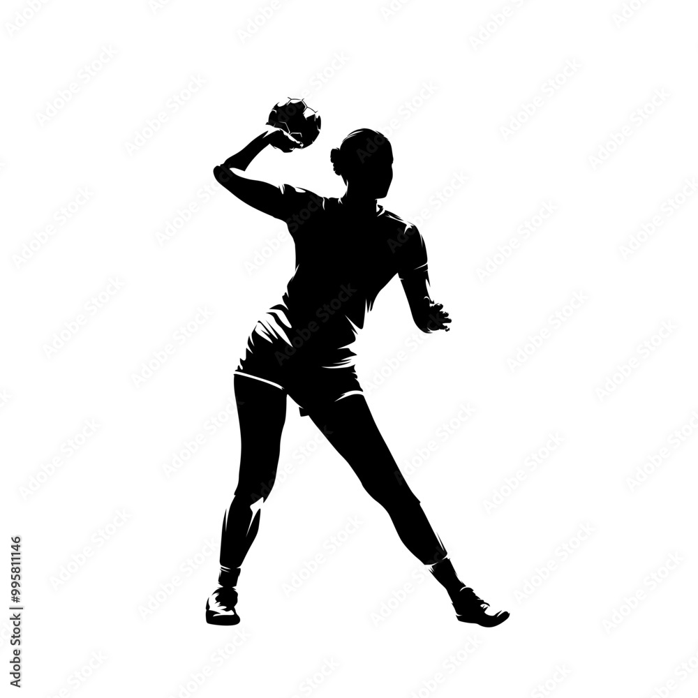 Handball women, female handball player, isolated vector silhouette Handball women, female handball player, isolated vector silhouette