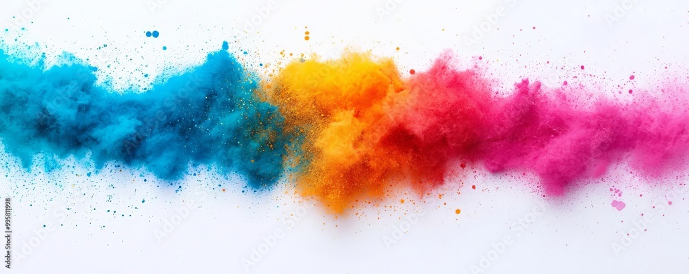 Fototapeta premium Colorful powder explosion on white isolated background.