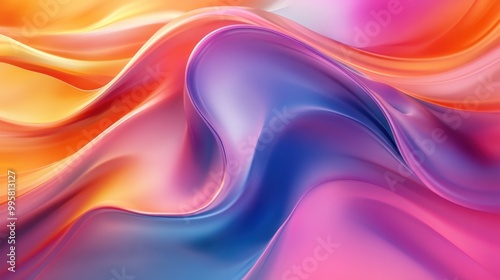 Wallpaper Mural A vibrant wave of colorful satin-like fabric, blending warm and cool tones in a fluid motion. Torontodigital.ca