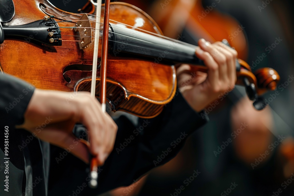 A person is playing a violin in front of a group of people. Concept of harmony and unity, as the musician and the audience are all connected through the music. Generative AI A person is playing a violin in front of a group of people. Concept of harmony and unity, as the musician and the audience are all connected through the music. Generative AI
