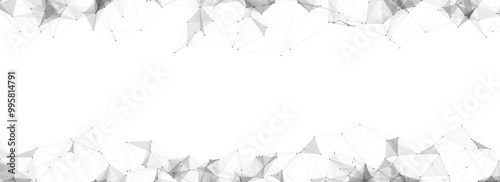 Technology network connection artificial intelligence. Abstract vector business design. Futuristic white grid neural networks. Motion big data on space. Virtual cyber security background.