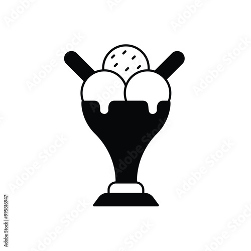 sundae glyph icon with white background vector stock illustration