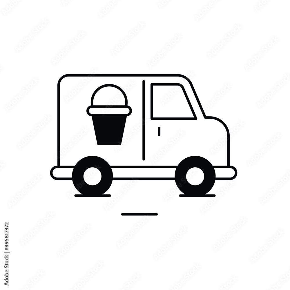ice cream truck glyph icon with white background vector stock illustration ice cream truck glyph icon with white background vector stock illustration