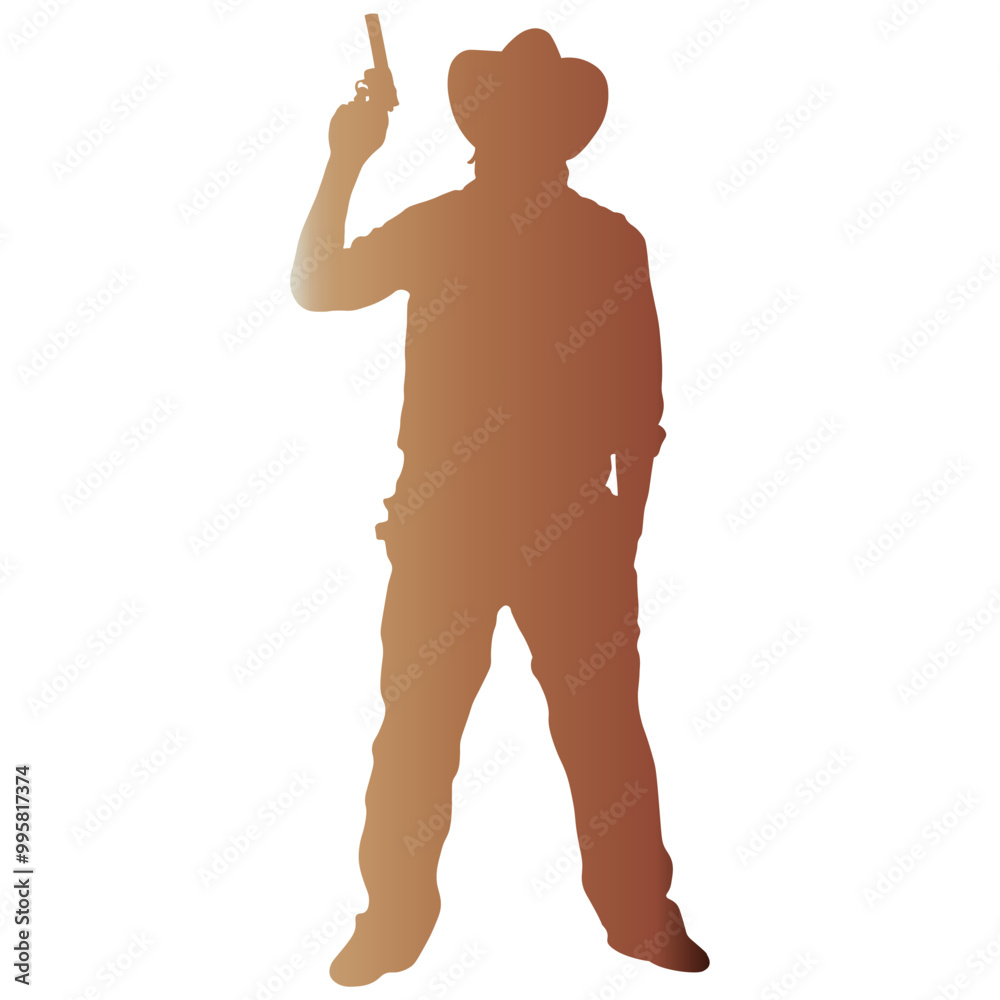 Fototapeta premium Cowboy Silhouette on White Background. Vector Graphic Illustration in Colorful Design