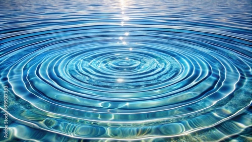 Circular ripples expanding outward on a blue water surface