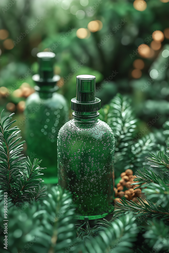 Natural product image, organic with herbs, forest green tone Natural product image, organic with herbs, forest green tone
