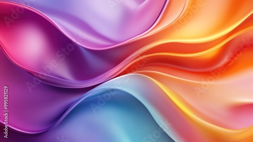 Wallpaper Mural A vibrant wave of silk fabric, blending shades of purple, orange, and blue, creating a soft, dynamic flow. Torontodigital.ca