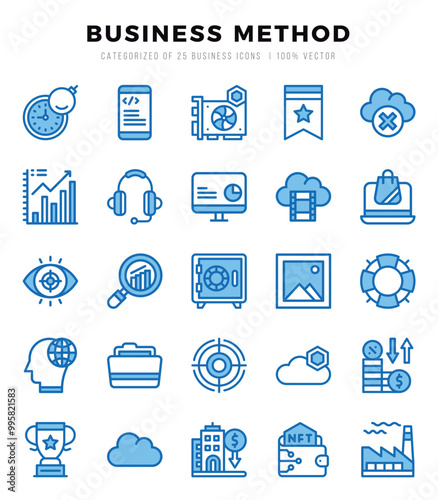 Collection of Business Method 25 Two Color Icons Pack.