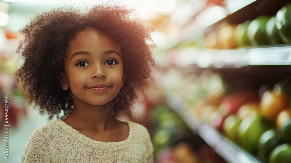A mother and daughter enjoy shopping for fresh fruits in the grocery store, smiling as they choose healthy options A mother and daughter enjoy shopping for fresh fruits in the grocery store, smiling as they choose healthy options