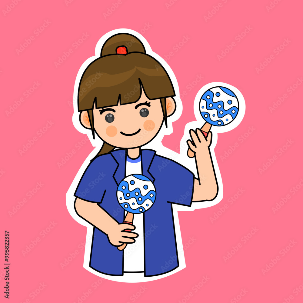 Cartoon Girl Playing Maracas. Vector Illustration. Suitable for Musician Activity and Musical Performance Content Cartoon Girl Playing Maracas. Vector Illustration. Suitable for Musician Activity and Musical Performance Content