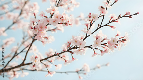 Delicate Cherry Blossoms Against a Clear Sky