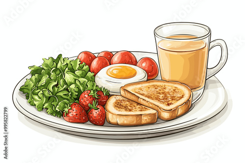 Healthy breakfast vector illustration of food for breakfast. Morning meal. Breakfast menu