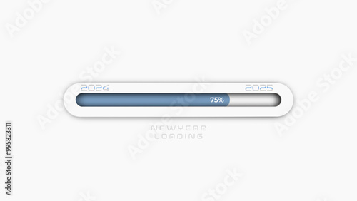 2024 to 2025 loading bar. 2025 Happy New Year white progress bar. Greeting Card, Banner, Poster. Vector Illustration.