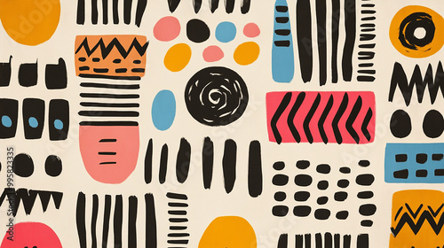 Background full African tribe pattern, primary colors.