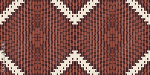 Pixel Geometric Ndebele Traditional Patternfolk Embroidery, Aztec Geometric Ornament Print. Design for Carpet, Wallpaper, Clothing, Wrapping, Fabric