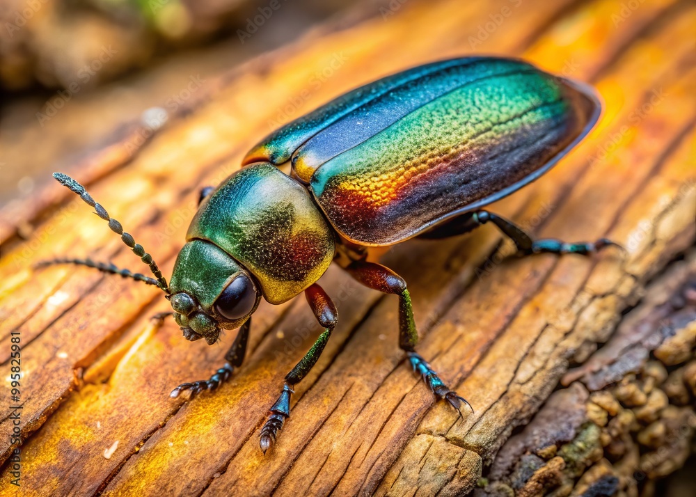 The Pine Borer Beetle clings to the bark, emphasizing its unusual traits and vibrant colors, seamlessly blending into The Pine Borer Beetle clings to the bark, emphasizing its unusual traits and vibrant colors, seamlessly blending into
