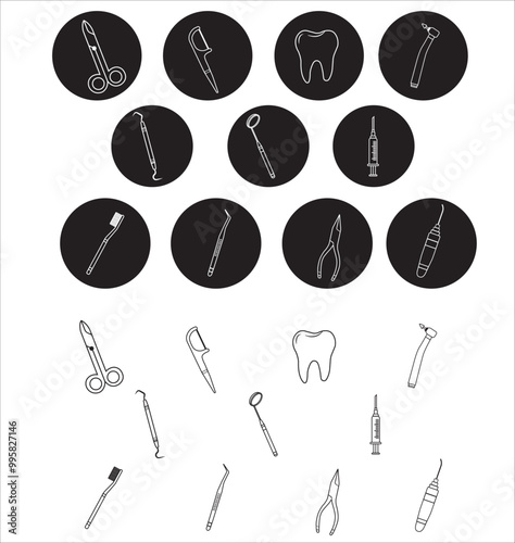 Dental tools icon set. Dental icon set vector illustration