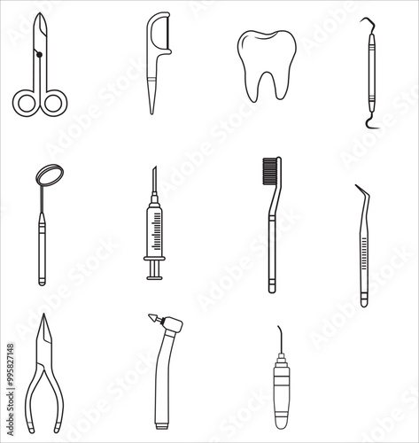 Dental tools icon set. Dental icon set vector illustration