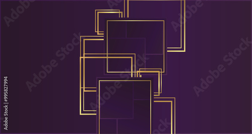 Abstract design featuring rich purple hues and elegant golden lines