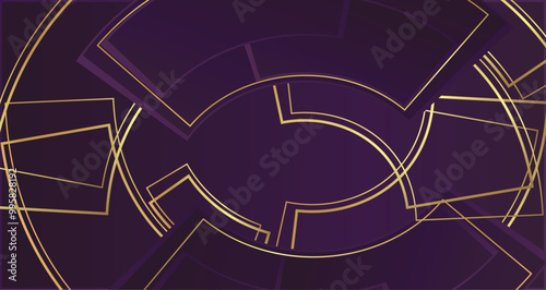 Abstract design featuring rich purple hues and elegant golden lines