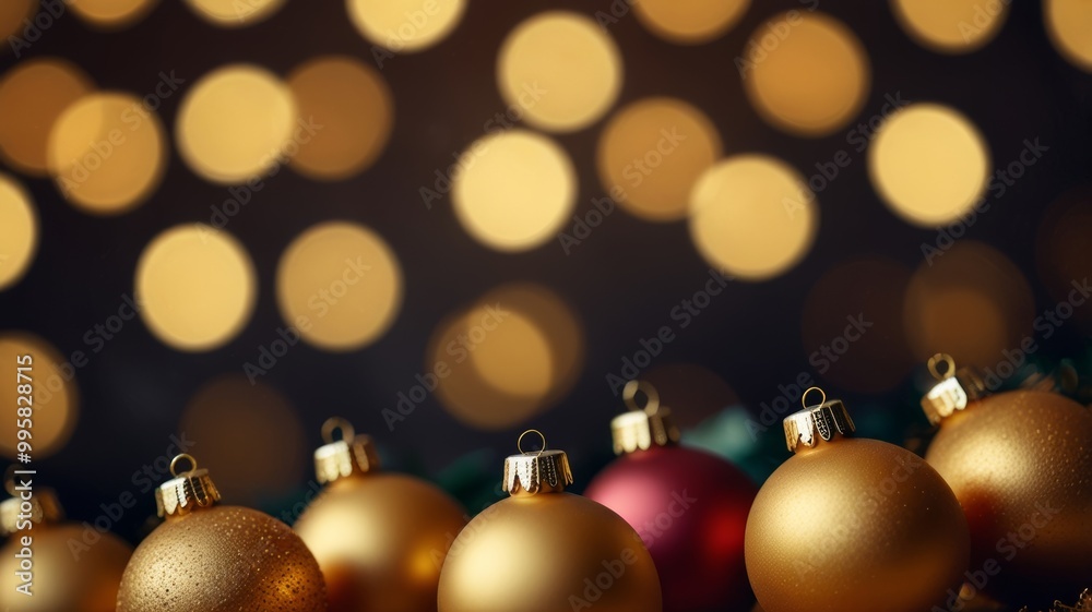 Elegant Christmas Composition with Golden Decorations for Holiday Card