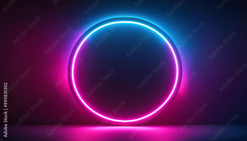 Neon light frame, pink and blue glow. Futuristic vibe. Dark background. Modern design. Close-up. Neon light frame, pink and blue glow. Futuristic vibe. Dark background. Modern design. Close-up.