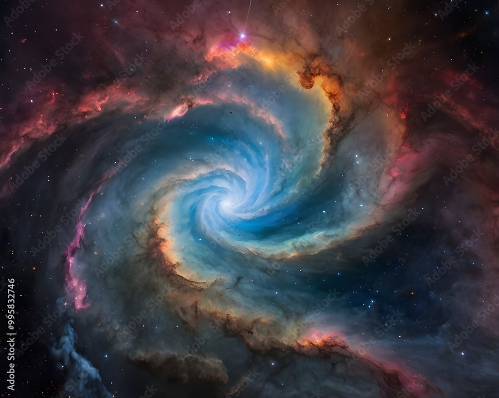 Obraz premium vibrant cosmic nebula swirling in deep space background