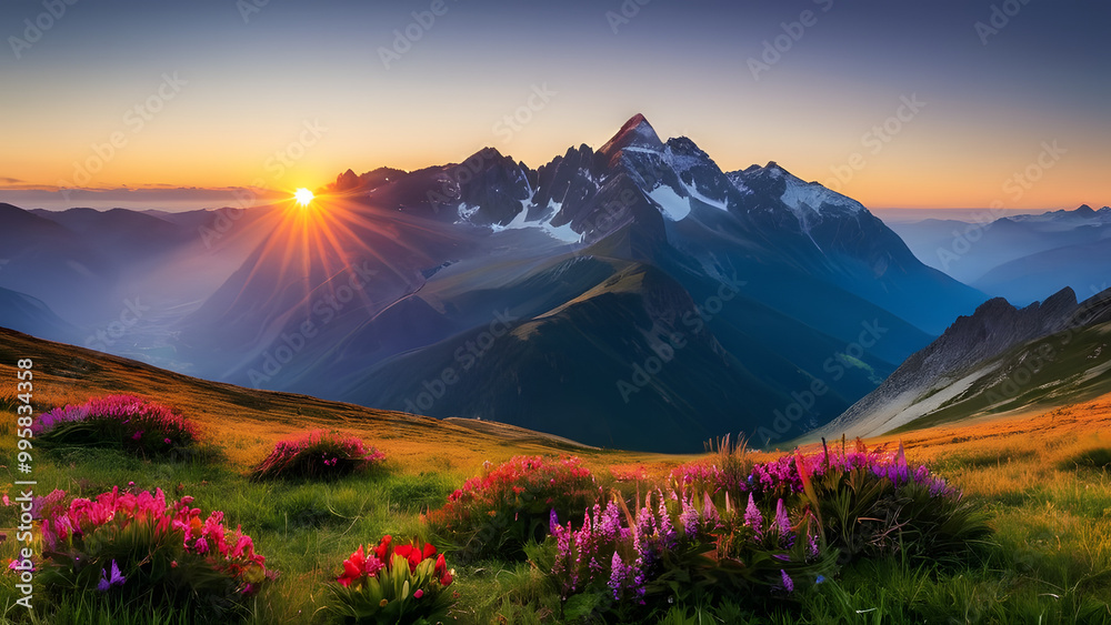 Fototapeta premium sunrise in the mountains