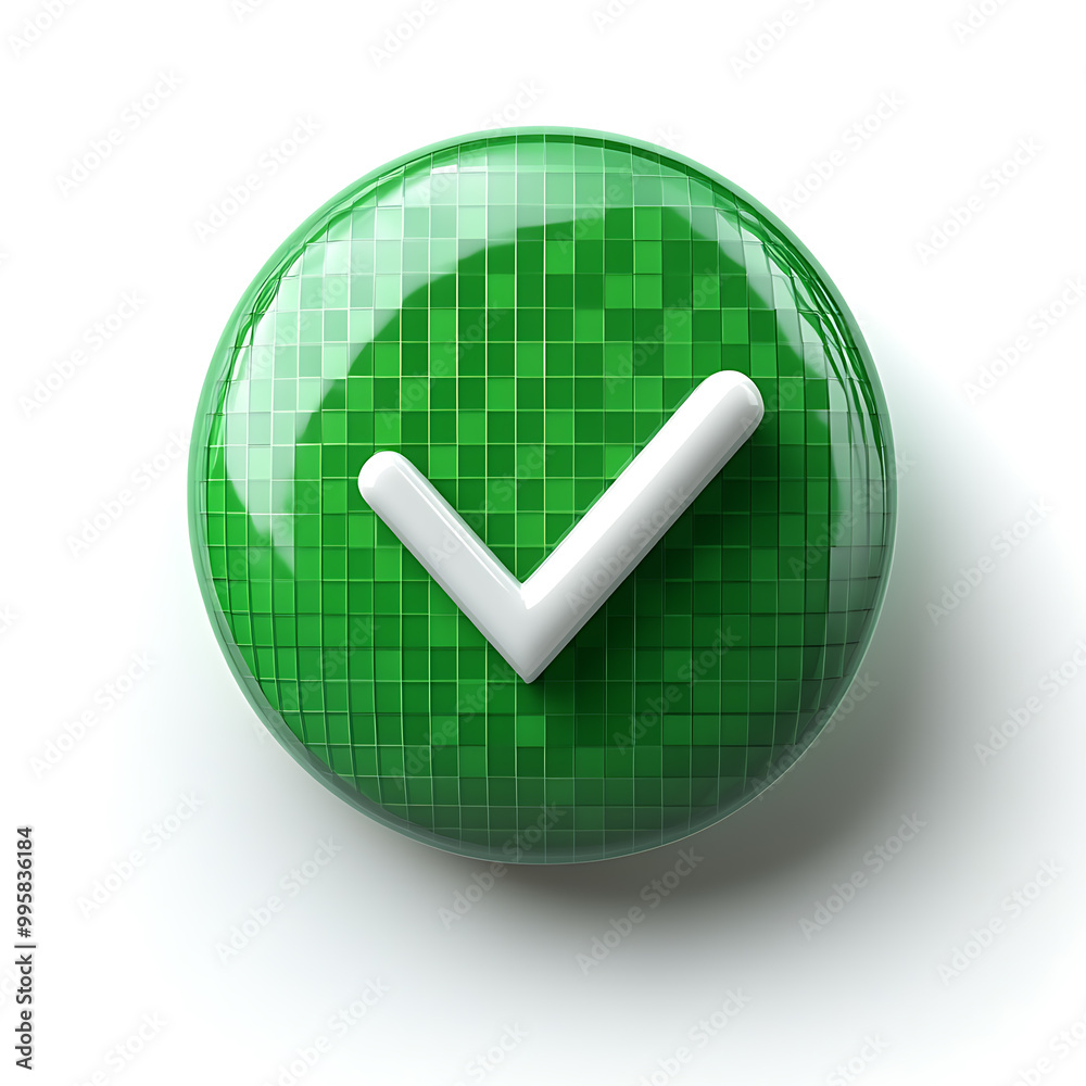 A green approval icon, typically represented with a checkmark or tick, symbolizing confirmation, success, or a positive action. A green approval icon, typically represented with a checkmark or tick, symbolizing confirmation, success, or a positive action.