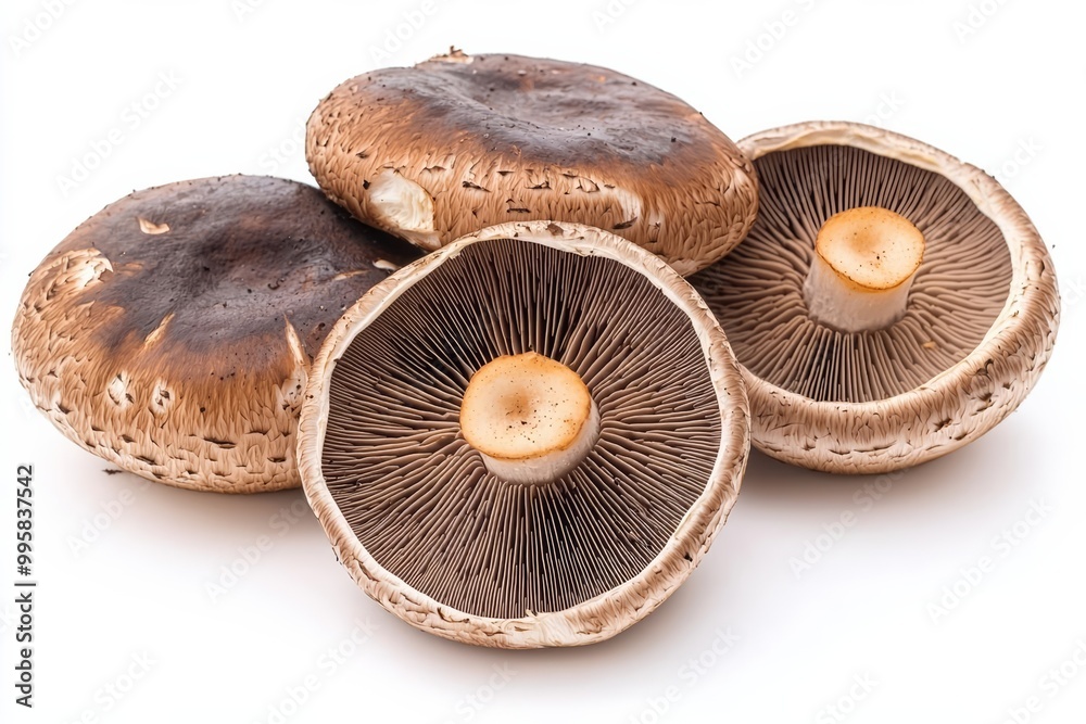 Portobello mushroom isolated on white background , isolated on white background, , copy space for text, Portobello mushroom isolated on white background , isolated on white background, , copy space for text,