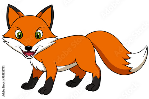 Defensive Fox Illustration: Vector Art of a Fox Baring Its Teeth photo