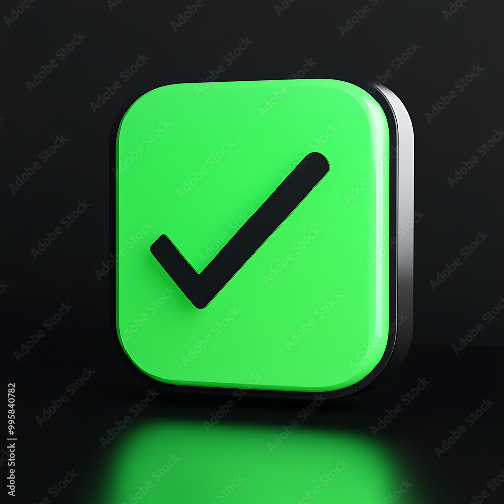  green approval icon, typically represented with a checkmark or tick, symbolizing confirmation, success, or a positive action.