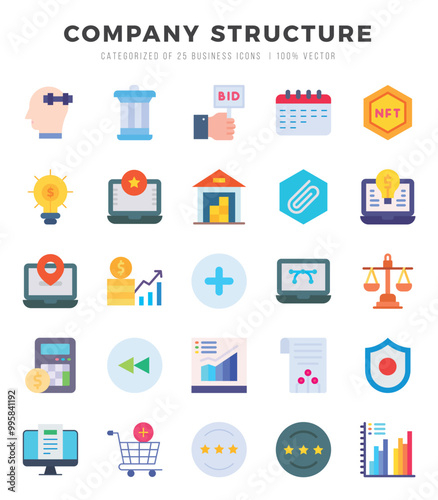 Company Structure Flat icons. Vector Flat illustration.