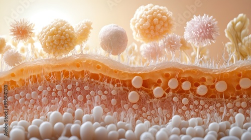 Medical-grade cross-sectional view of acne recovery, featuring pore inflammation, cellular healing, and the rejuvenation of skin layers post-treatment
