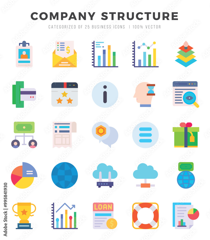 Set of Company Structure icons in Flat style. High quality Flat Icons symbol collection. Set of Company Structure icons in Flat style. High quality Flat Icons symbol collection.