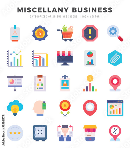 Set of Miscellany Business Icons Flat icons collection.