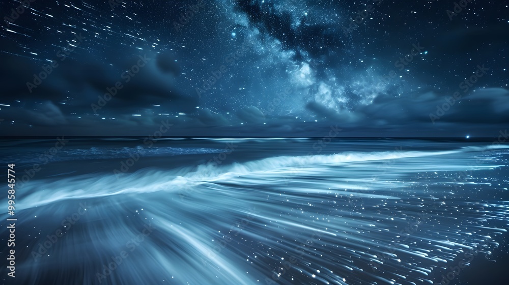 beautiful beach atmosphere at night with the sparkling light from the beach bacteria beautiful beach atmosphere at night with the sparkling light from the beach bacteria