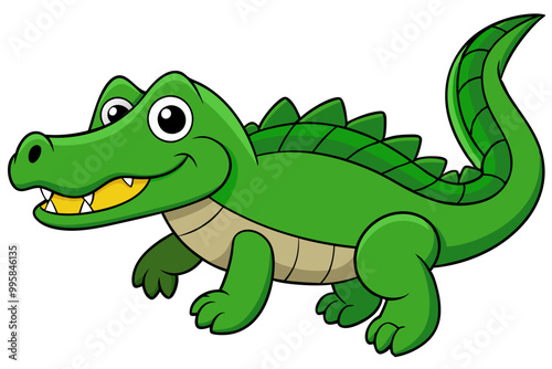 Crocodile Lunging with Open Jaws, Vector Illustration of a Ferocious Reptile, Wildlife Artwork photo