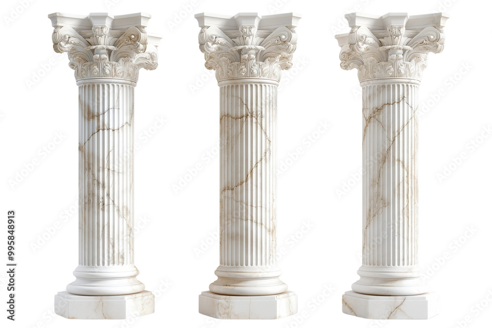 Obraz premium Ancient columns of pillar Greek Roman stone pile. 