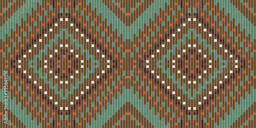 Sarong Geometric Patterns Mathfolk Embroidery, Aztec Geometric Ornament Print. Design for Carpet, Wallpaper, Clothing, Wrapping, Fabric
