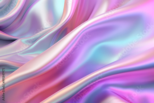 Processed collage of Iridescent fabric trendy cloth holographic texture. Background for banner