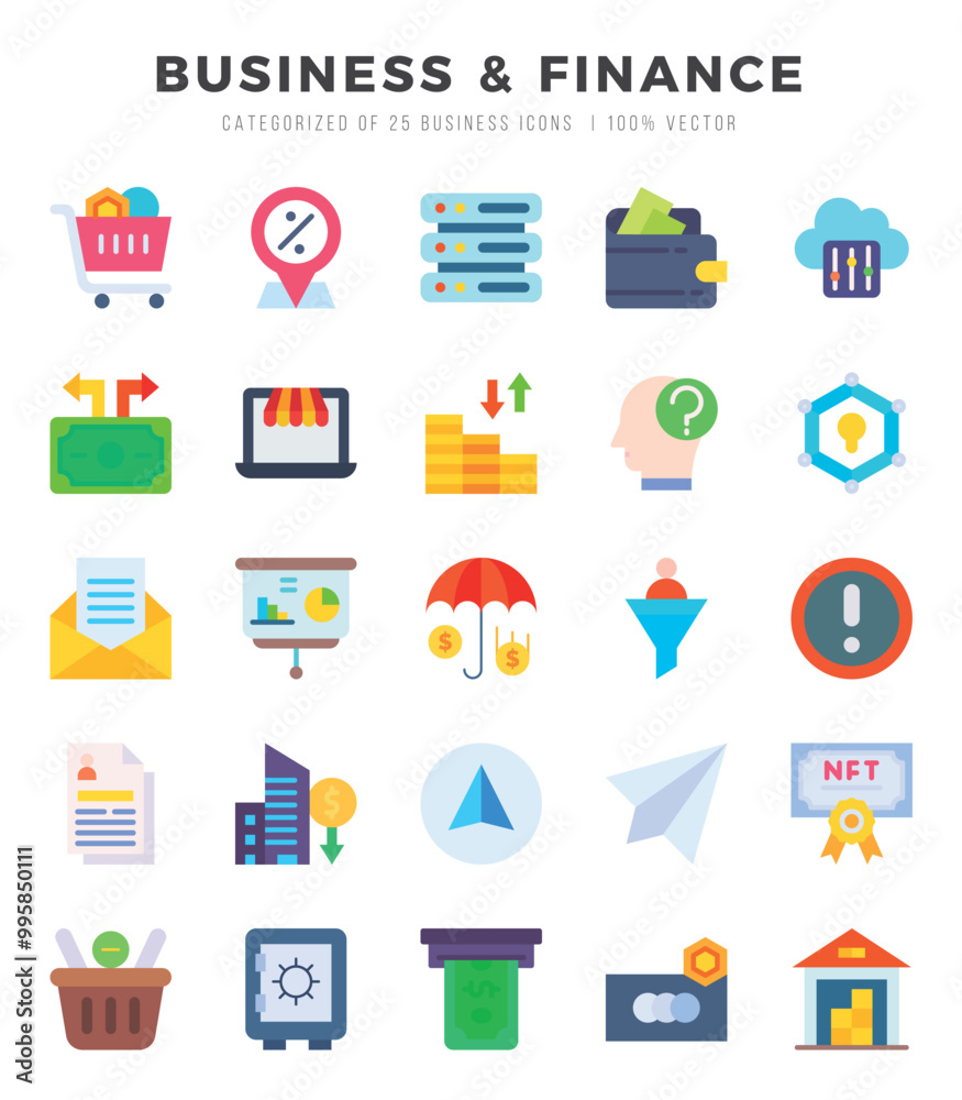 Set of Business & Finance Icons. Simple Flat art style icons pack. Vector illustration. Set of Business & Finance Icons. Simple Flat art style icons pack. Vector illustration.