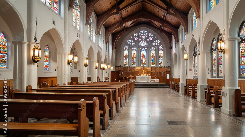 Fototapeta premium Gothic grand church or cathedral interior
