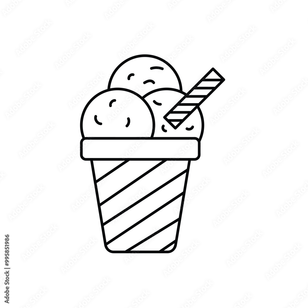 ice cream line icon with white background vector stock illustration ice cream line icon with white background vector stock illustration