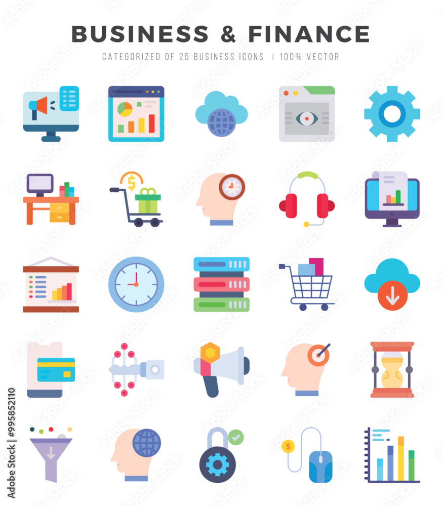 Business & Finance web icons in Flat style. Business & Finance web icons in Flat style.