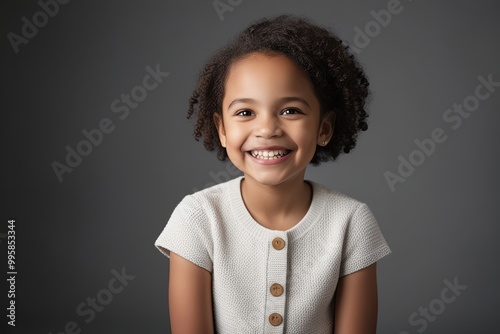 Charming Smiling Portrait of a Mixed Race Girl in a Studio Environment