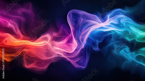 Vibrant Abstract Smoke Art with Multicolored Swirls on Dark Background