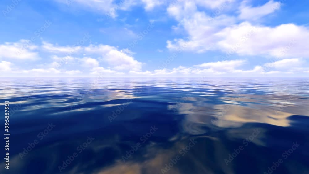 Reflection of the sky on the mirror water 4K 60 fps